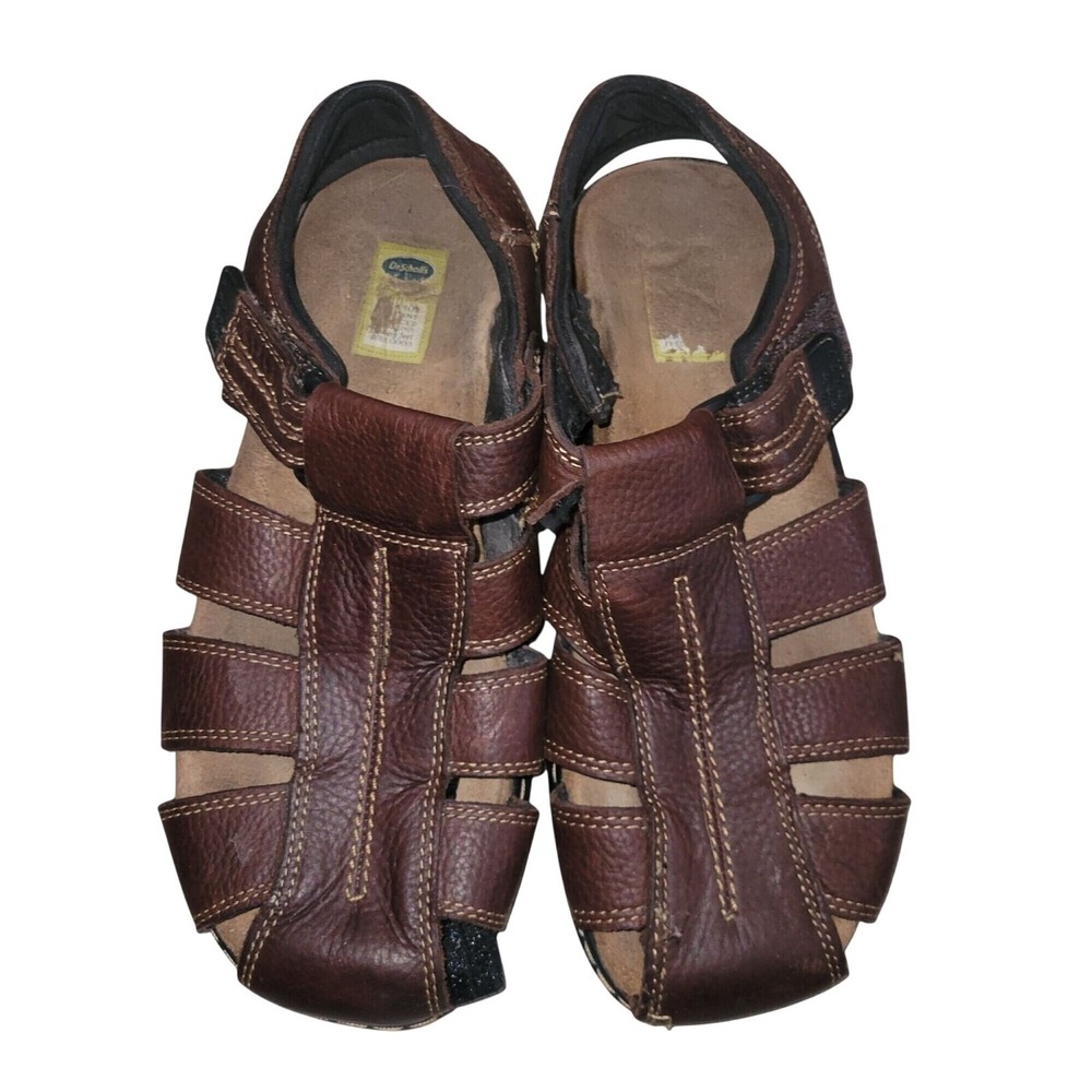 DR SCHOLL'S Men's Fisherman Gaston Leather Brown Sandal Beach Coastal Outdoor 10